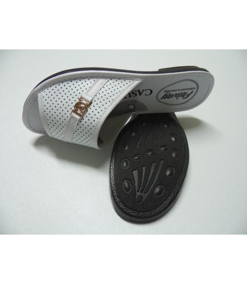 Домашние женские тапочки Белый (кожа) - Обувная фабрика «Фривей»
