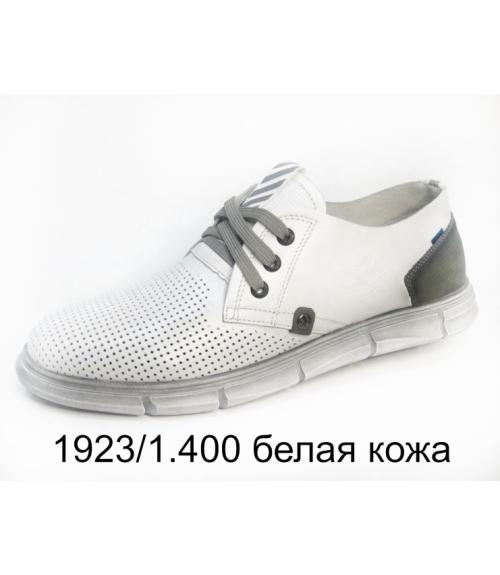 Мужские кеды белые на шнуровке - Обувная фабрика «Flystep»