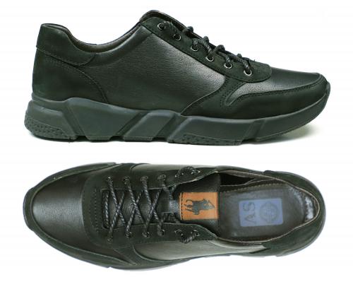 Кроссовки мужские кожаные черные - Обувная фабрика «AS»