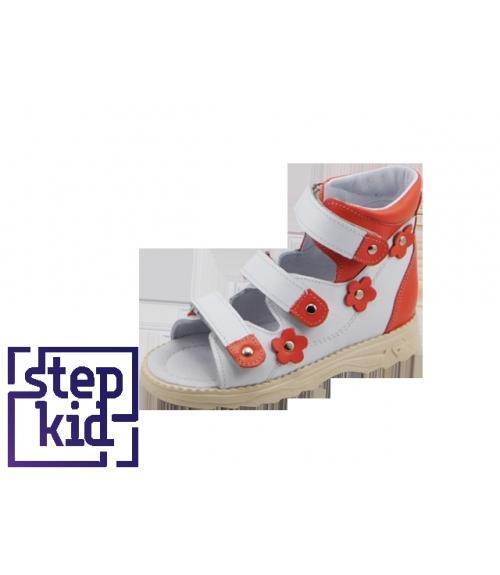 Детские сандалии белый-коралловый - Обувная фабрика «STEPKID»