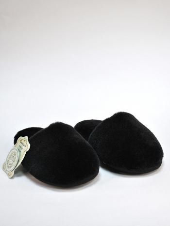 Тапочки из экомеха черные - Обувная фабрика «ОвчинаТорг»