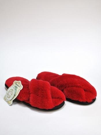 Тапочки косички из экомеха красные - Обувная фабрика «ОвчинаТорг»