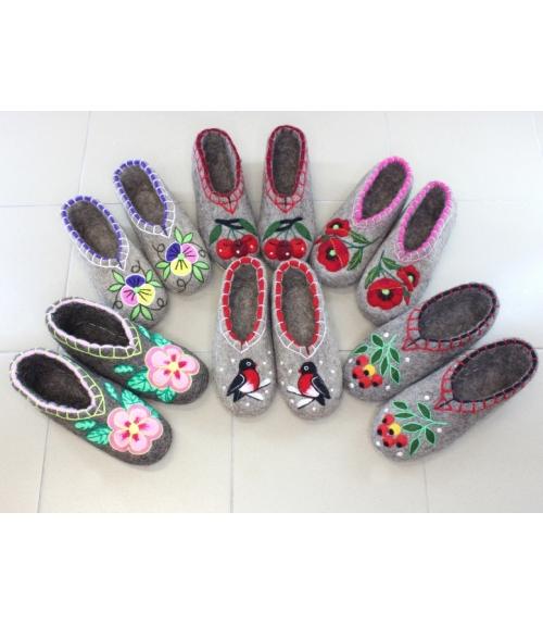 Валяные тапочки с рисунком женские - Обувная фабрика «Ухманские валенки»