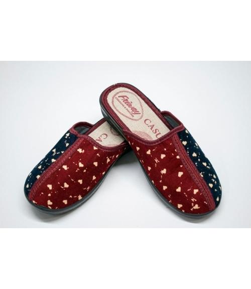 Домашние женские тапочки красно-синие - Обувная фабрика «Фривей»