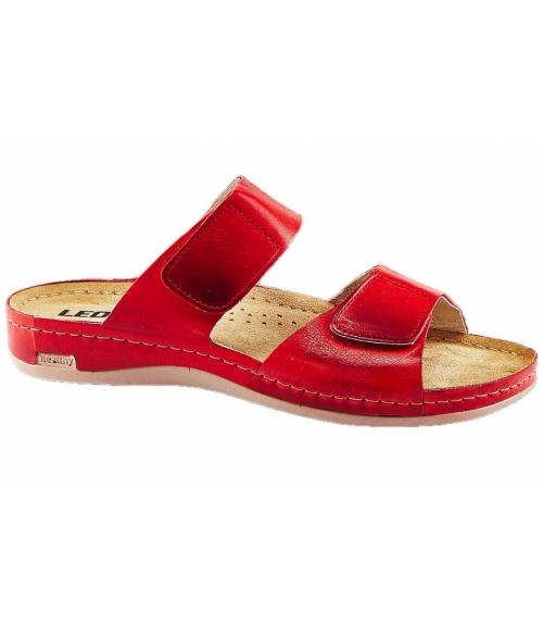 Женские тапочки-сабо из натуральной кожи красный Leon сабо - Обувная фабрика «Обувь из Сербии (ИП Захаров А.П.)»
