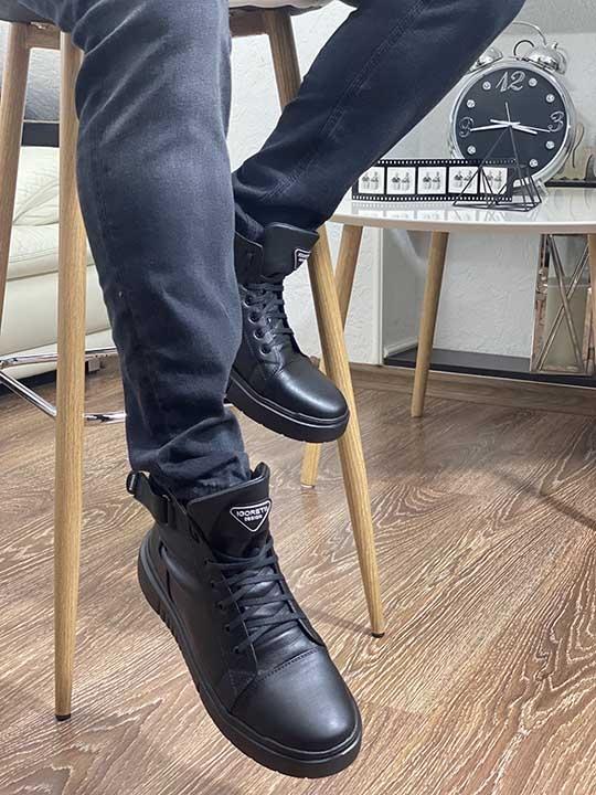 Ботинки чёрные на массивной подошве натуральная кожа - Обувная фабрика «IGORETII»
