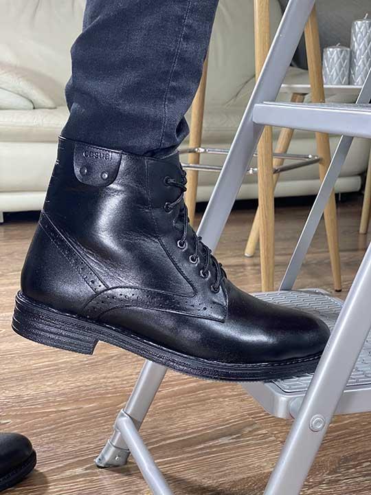 Ботинки чёрные с кожаной нашивкой натуральная кожа - Обувная фабрика «IGORETII»
