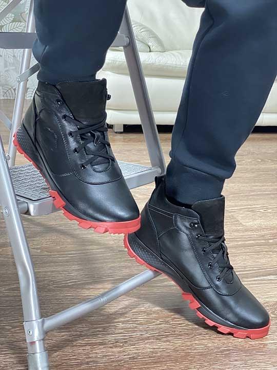 Ботинки чёрные с красной подошвой натуральная кожа - Обувная фабрика «IGORETII»