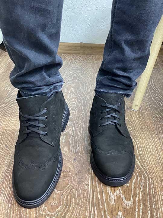 Ботинки чёрные с перфорацией нубук - Обувная фабрика «IGORETII»