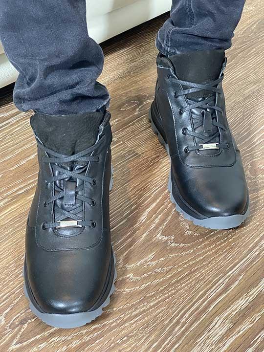 Ботинки чёрные с серой подошвой натуральная кожа - Обувная фабрика «IGORETII»
