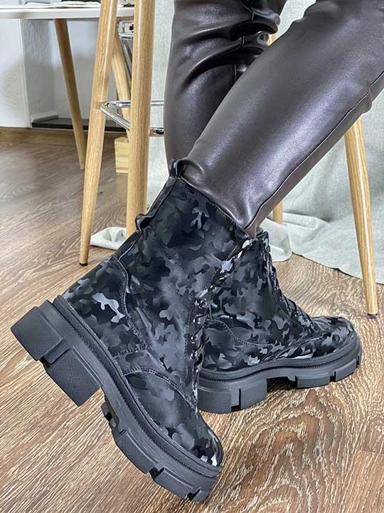Ботинки женские чёрная натуральная кожа( милитари) - Обувная фабрика «IGORETII»