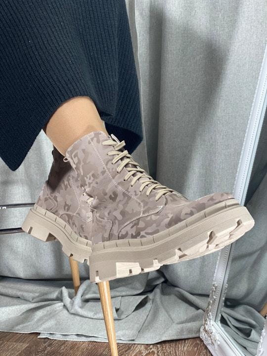 Ботинки женские латте милитари натуральная кожа, байка - Обувная фабрика «IGORETII»