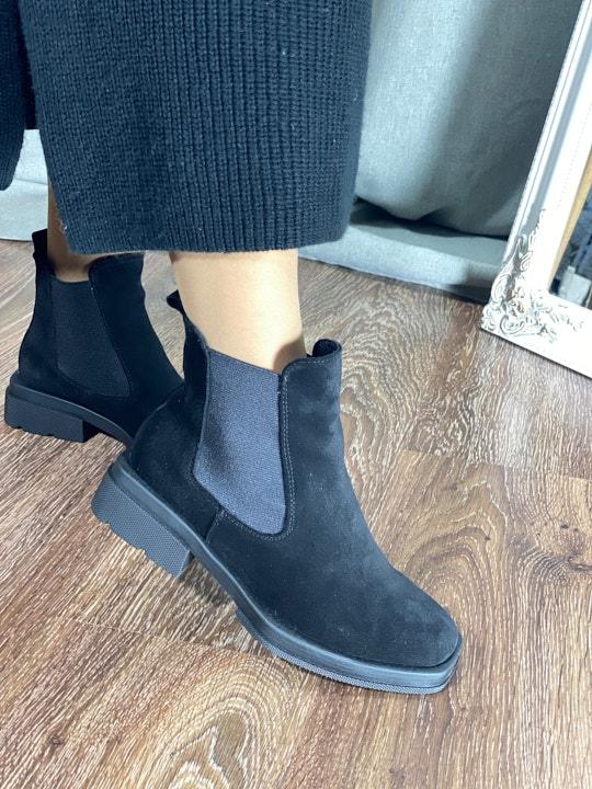 Ботинки женские натуральная замша чёрная - Обувная фабрика «IGORETII»