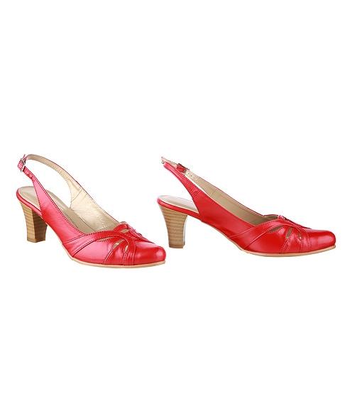 Босоножки красные, открытая пятка - Обувная фабрика «Sateg»