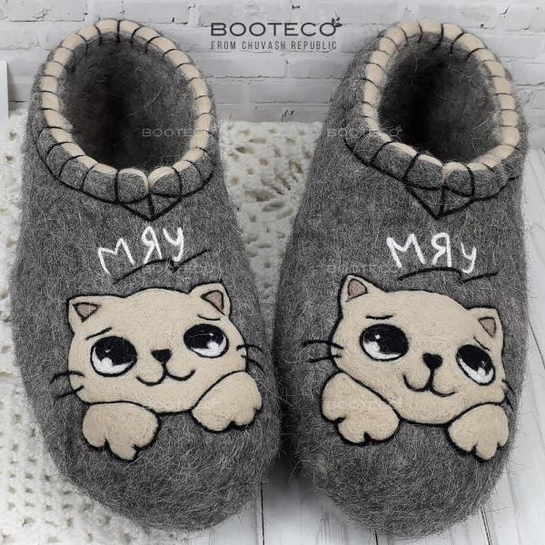 Детские валяные тапочки Тёплые коты - Обувная фабрика «Booteco»