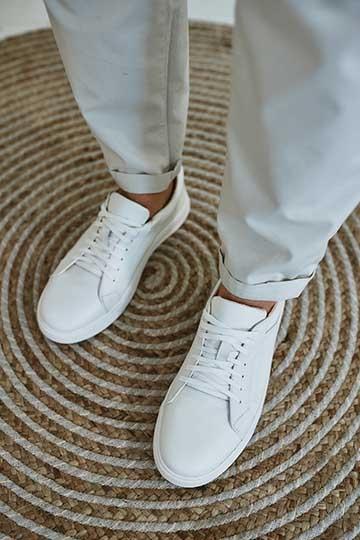 Кеды белые на белой подошве натуральная кожа - Обувная фабрика «IGORETII»