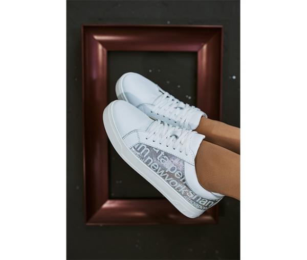 Кеды белые с надписями натуральная кожа - Обувная фабрика «IGORETII»