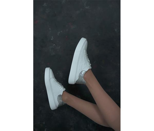 Кеды белые вставки серебро натуральная кожа - Обувная фабрика «IGORETII»