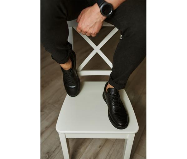 Кеды чёрные натуральная кожа с перфорацией - Обувная фабрика «IGORETII»