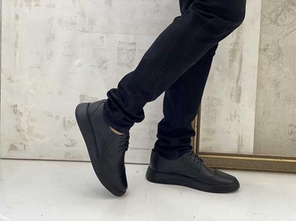 Кроссовки чёрные с декоративной строчкой натуральная кожа - Обувная фабрика «IGORETII»