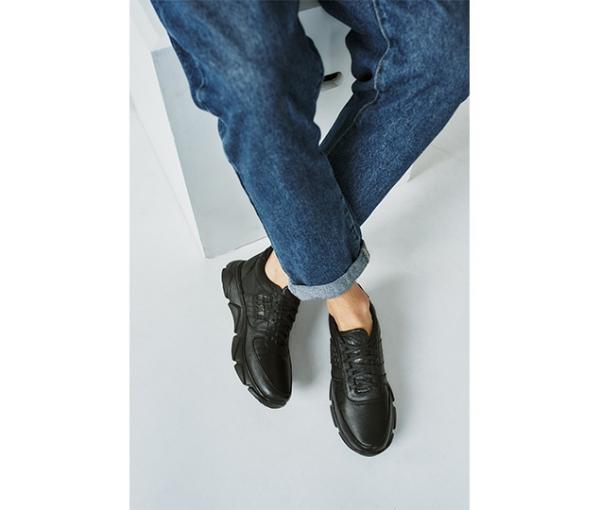 Кроссовки чёрные вставка крокодил стильная подошва - Обувная фабрика «IGORETII»