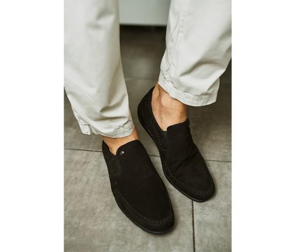 Мокасины чёрный нубук натуральная кожа - Обувная фабрика «IGORETII»