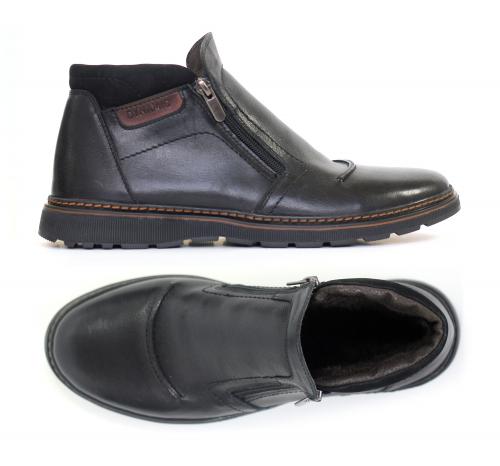 Мужские кожаные ботинки с двумя молниями - Обувная фабрика «AS»
