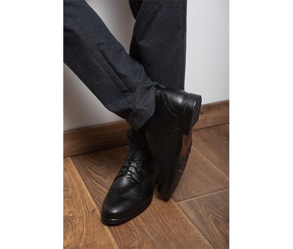 Полуботинки чёрные броги с перфорацией натуральная кожа - Обувная фабрика «IGORETII»
