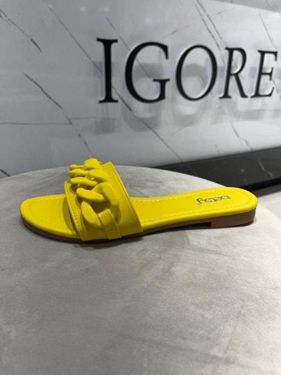 Шлепанцы женские цвет желтый  открытые - Обувная фабрика «IGORETII»