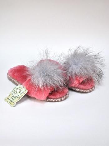 Шлепки женские с бубоном Розовые - Обувная фабрика «ОвчинаТорг»