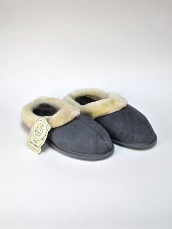 Тапочки из дубленки со швом серые - Обувная фабрика «ОвчинаТорг»