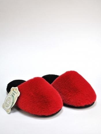 Тапочки из экомеха красные - Обувная фабрика «ОвчинаТорг»