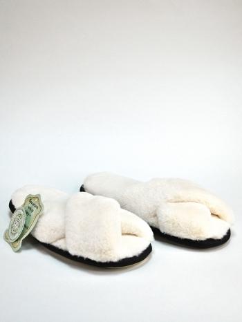 Тапочки косички из экомеха Белые - Обувная фабрика «ОвчинаТорг»