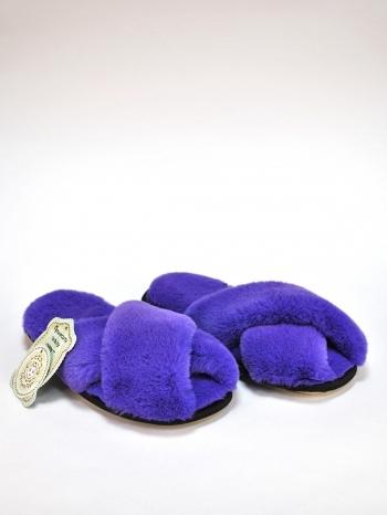 Тапочки косички из экомеха фиолетовые - Обувная фабрика «ОвчинаТорг»
