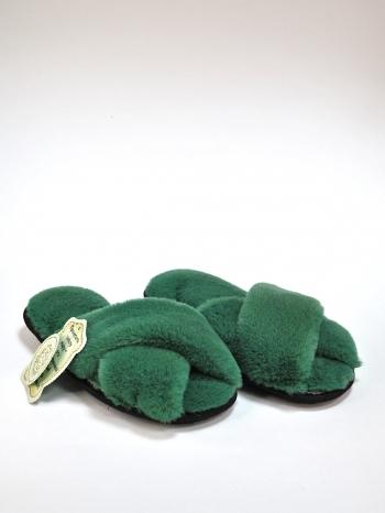 Тапочки косички из экомеха зеленые - Обувная фабрика «ОвчинаТорг»