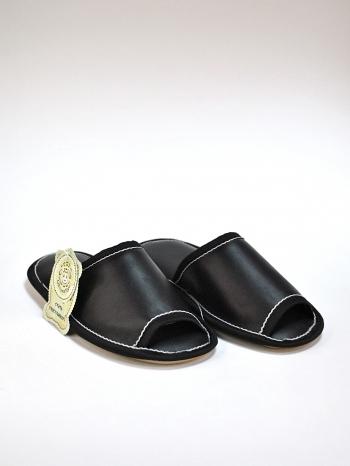 Тапочки кожаные Черные - Обувная фабрика «ОвчинаТорг»