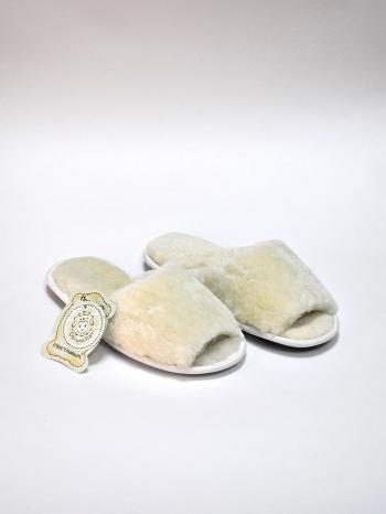 Тапочки женские без бубона открытые Белые - Обувная фабрика «ОвчинаТорг»