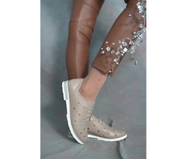 Туфли бежевые с перфорацией натуральная кожа - Обувная фабрика «IGORETII»