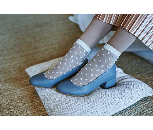 Туфли голубые на каблуке натуральная кожа - Обувная фабрика «IGORETII»