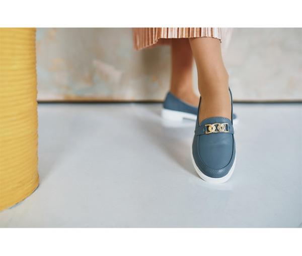 Туфли голубые с фурнитурой натуральная кожа - Обувная фабрика «IGORETII»