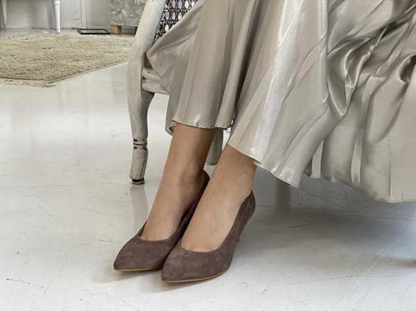 Туфли латте-замш с острым носом натуральная кожа - Обувная фабрика «IGORETII»