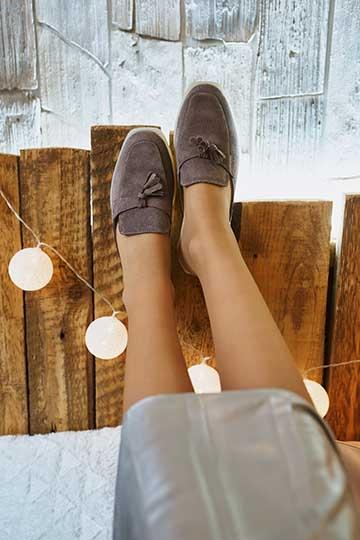 Туфли мюли латте-замш натуральная кожа с кисточками - Обувная фабрика «IGORETII»