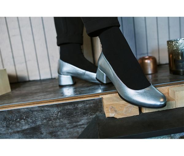 Туфли серебряные на каблуке натуральная кожа - Обувная фабрика «IGORETII»
