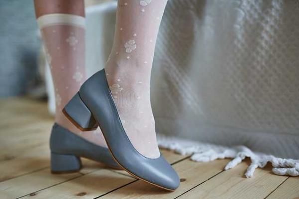 Туфли серые на каблуке 4 см с закруглённым носом - Обувная фабрика «IGORETII»