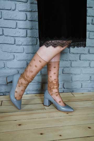 Туфли серые на каблуке 6 см натуральная кожа - Обувная фабрика «IGORETII»