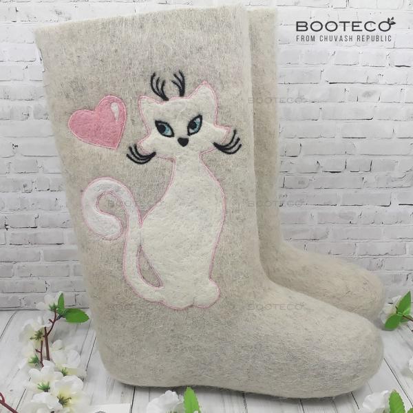 Валенки Кошка белая - Обувная фабрика «Booteco»