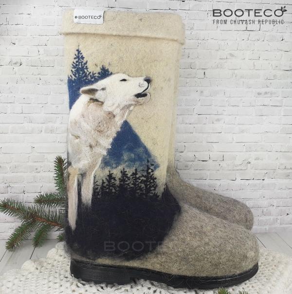 Валенки Снежные волки с 3D вышивкой - Обувная фабрика «Booteco»