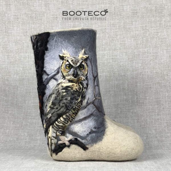 Валенки Сумрачный филин с 3D вышивкой - Обувная фабрика «Booteco»