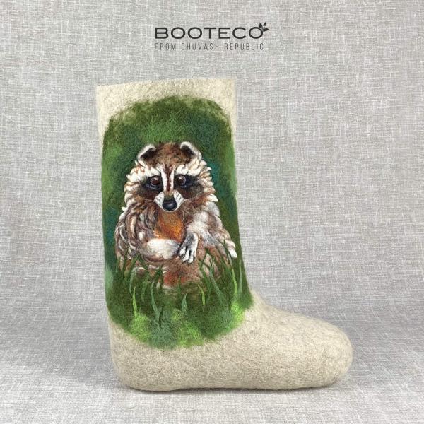 Валенки Заботливый енот с 3D вышивкой - Обувная фабрика «Booteco»
