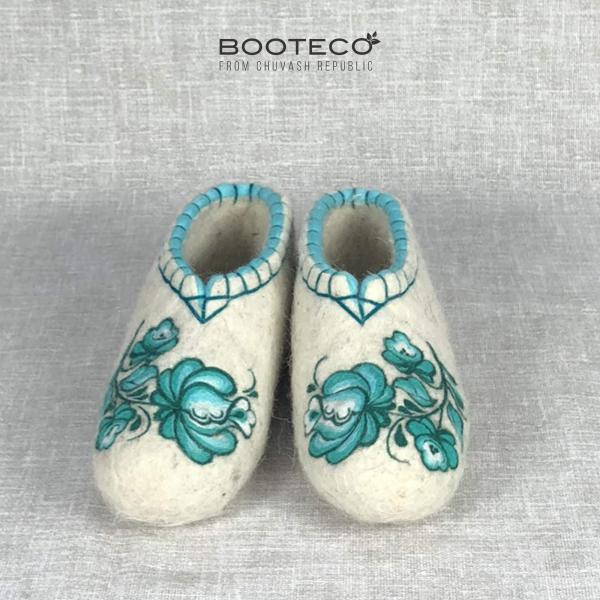 Валяные тапочки Бирюзовая гжель - Обувная фабрика «Booteco»